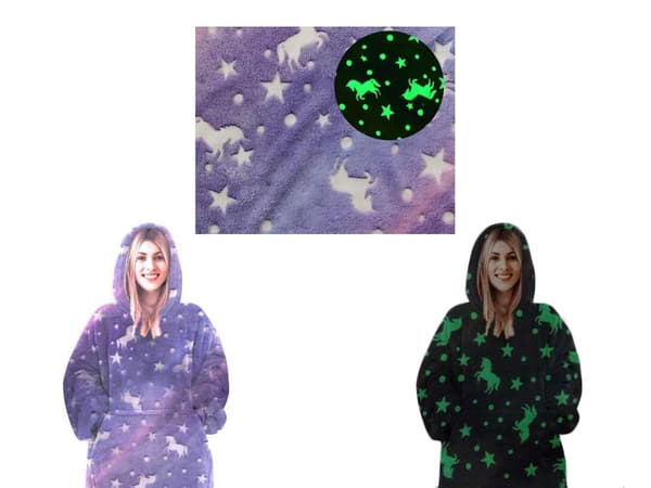 Oversized hettegenser med hette - Filt_MGF Purple