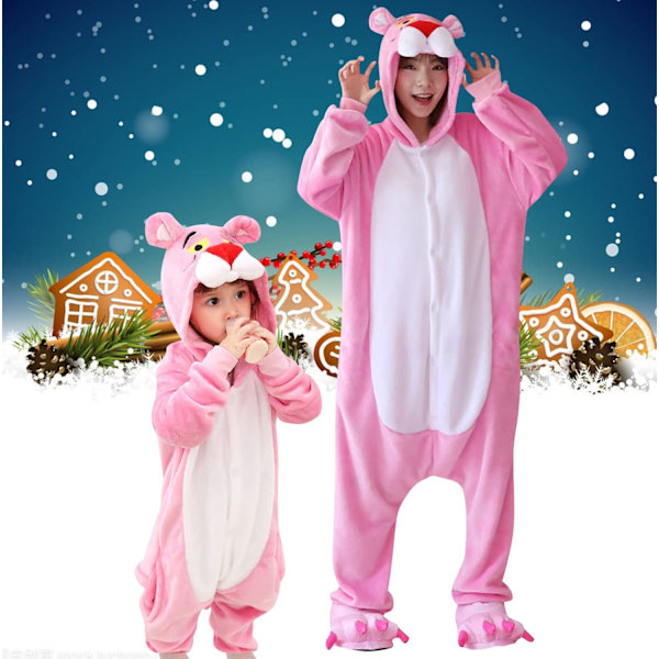 Lasten unisex-hyppyasu, 2023 eläinpuku onesie yöpaita pyjama huppuinen yöasu cosplay kigurumi yöasu joulu halloween pinkleopard 110