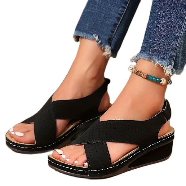 Socofy 2025 Sommar Damsandaler Ihåliga Kilklacksskor Casual Skor Plusstorlek 43 Retro Damsandaler Ginger 43