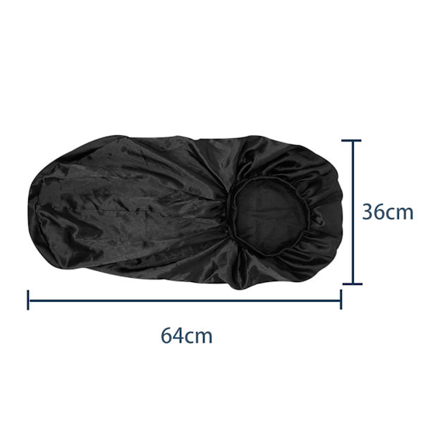 Lang sovehette i sateng, svart Black