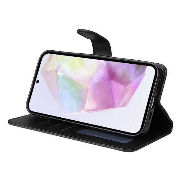 SKALO Samsung A56 5G PU-läder Plånboksfodral - Flera färger Black Svart