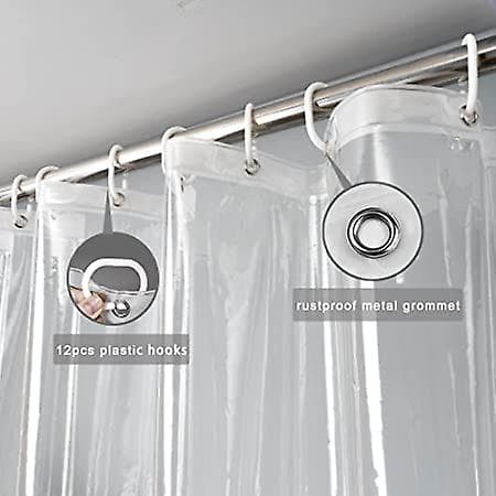 Klar extra lång duschdraperifoder 180*200cm, kraftig vattentät transparent klar badrumsduschfoder._MGF