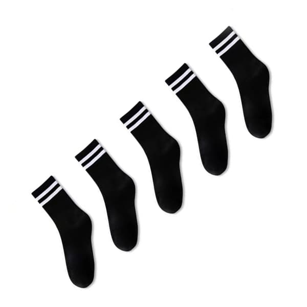 5 par ankelstrømper - to-stribet design Sort Black