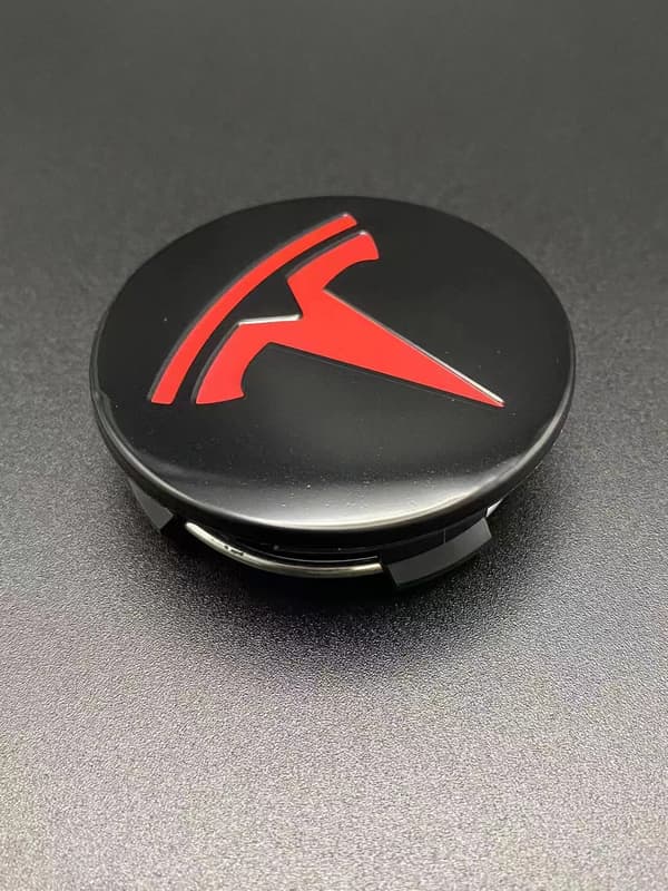 4 kpl - Tesla Navkapselit/Pyörän logot - Ajoneuvon Musta/Punainen_OF