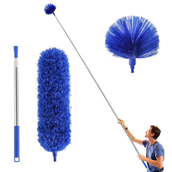 Telescopic Duster - 2.5m Extendable Cleaning Brush for Ceiling Cleaning Blue Blue