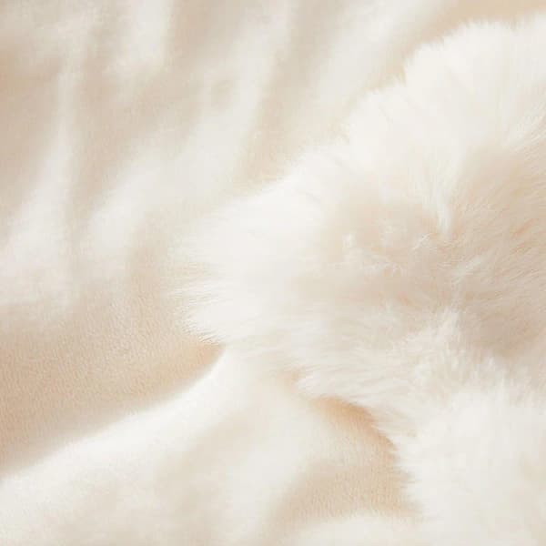 Faux Fur Kastetæppe Blødt Plys Flannel Vendbart til Sofaseng Hvid
