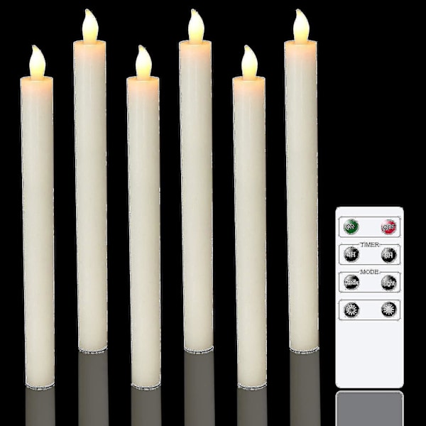 Dww - 6 Pack Battery Operated LED Candles with Remote Control and Timer, Real Wax Flickering Warm White Light