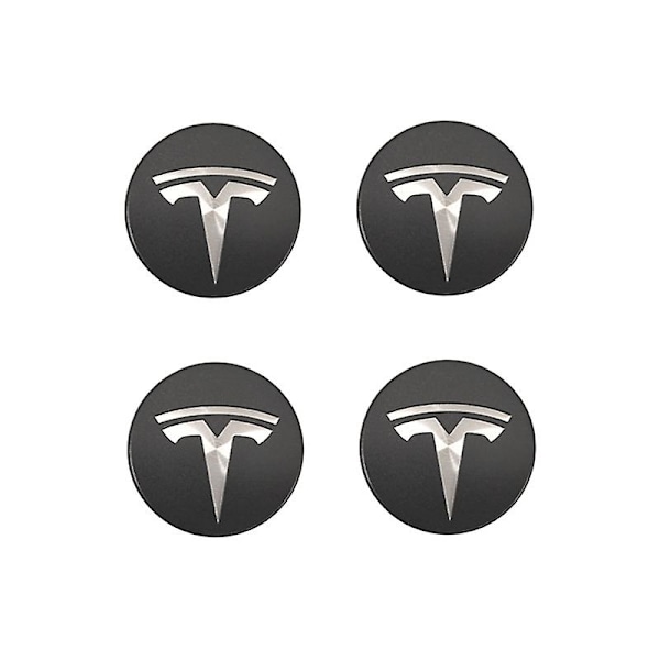 XYC Tesla Model 3 Vanneihin Sopivat Keskiöpeitteet - Tummanharmaa Hopea Logo (Neljän Pakkaus)