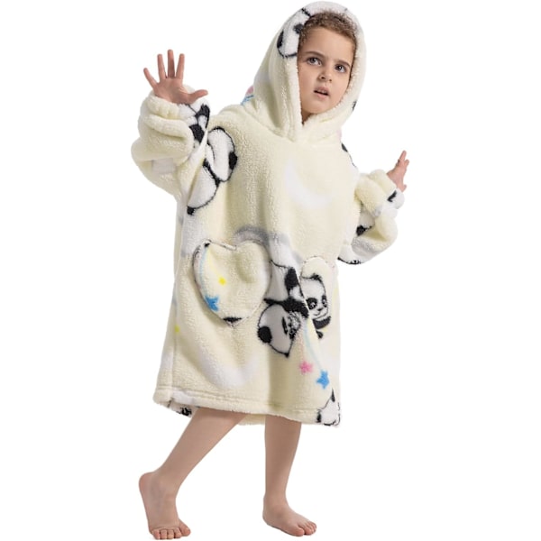 Unisex Fleece Hoodie, Vinter 2023 - Varma, Mjuka & Överstora Sherpa Hoodies - Bärbar Filt, Badrock, Nattklänning, Nattkläder, Pyjamas panda One size
