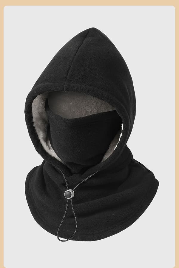 3-in-1 Balaclava / Hiihtomaski fleecestä, musta Black
