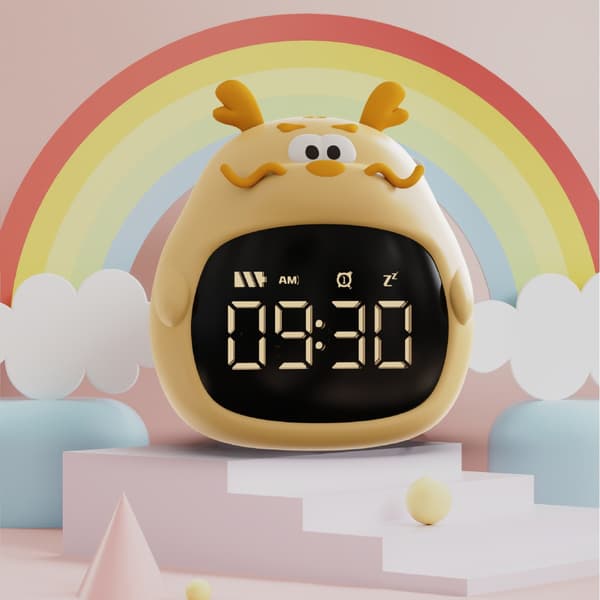 Digital Barnväckarklocka Snooze Tyst Ingen Tickande Sovrum Gul