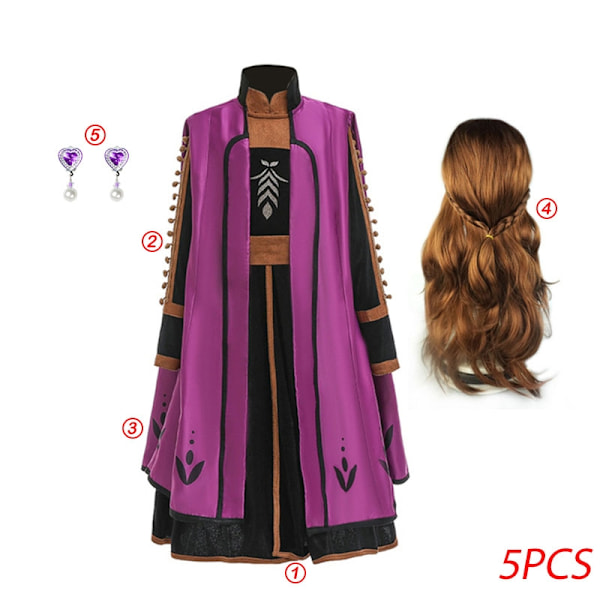 Frozen 2\" Elsa -asu tyttö lapsi Halloween roolileikki Lumikuningatar Anna prinsessamekko juhlamekko mekko Anna mekko D-WELLNGS Anna Dress D Anna Dress D 3-4T(tag 110)