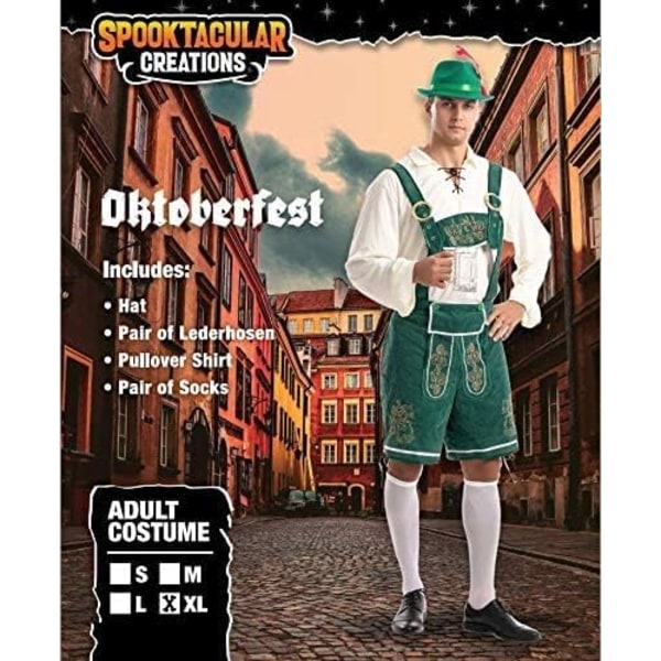 Oktoberfest-asu miehille, saksalainen asu baijerilaiseen Oktoberfestiin, naamiaisasu Halloweeniin tai olutjuhliin XL gRÖN gRÖN