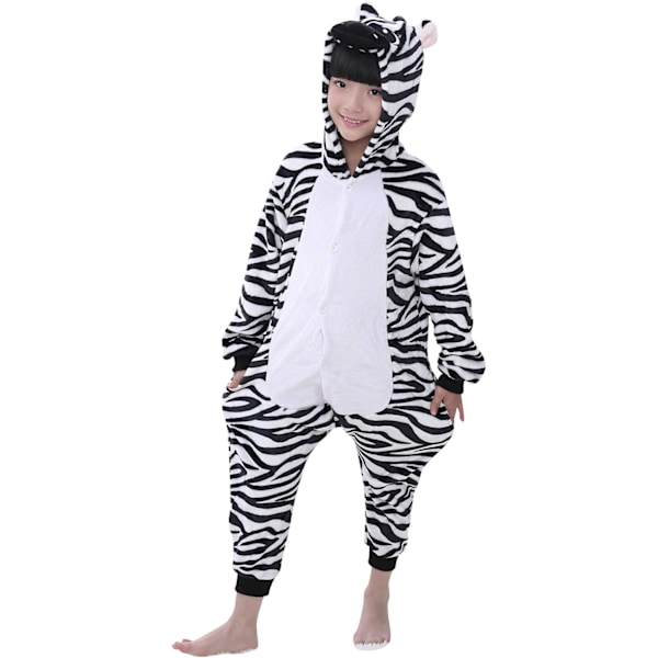 Barn unisex jumpsuit, 2023 kostymdjur onesie nattklänning pyjamas huvtröja cosplay kigurumi nattkläder jul halloween Zebra 110