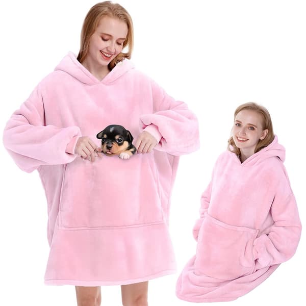 Oversized Hettegenser med hette - Filt_MGF LightPink