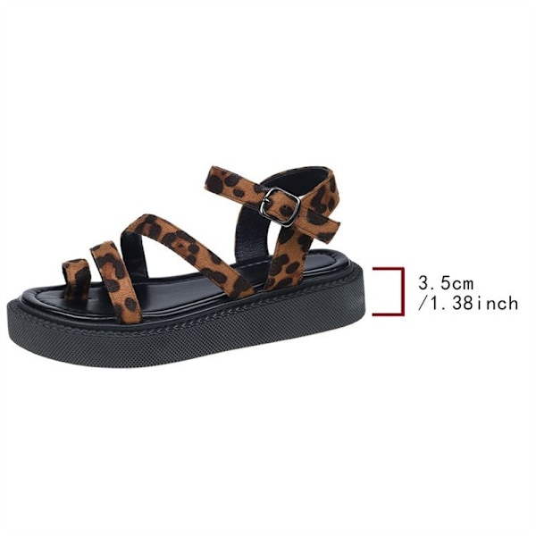 Tryckta damsandaler, platta modeskor för sommaren dark brown 36