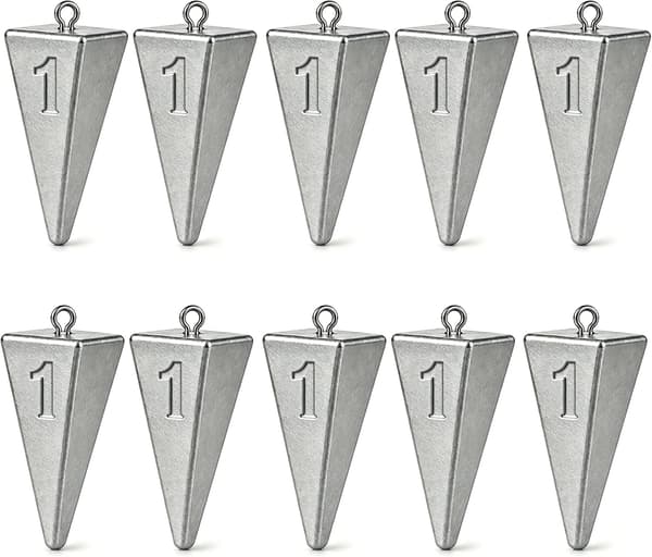 10-pack pyramidfiskesänken, 28 g rullfria triangulära vikter för surf-, strand-, pir- och havsfiskeutrustning