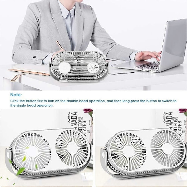 2025 Lämplig USB-fläkt Mini Bordsfläkt Liten Portabel 360° Rotation Dubbelhuvud USB-fläkt med 3 Hastigheter Aromfunktion