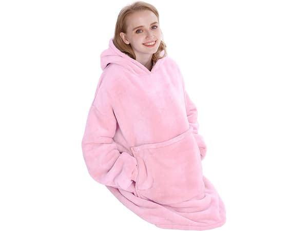 Oversized Hættetrøje med Hætte - Filt_MGF LightPink