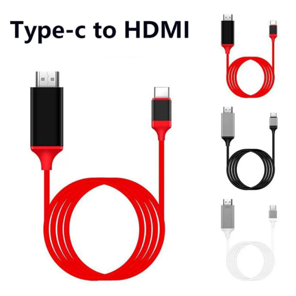 4K 1080P USB 3.1 Type C til HDMI Kompatibel Adapterkabel USB-C Rød