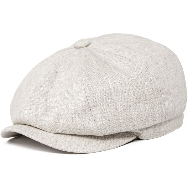 Herringbone åndbar sommerhat i hør til mænd