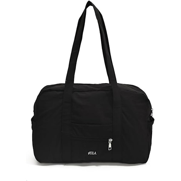 Travel Duffle Bag For Women Men Multi Pocket Weekender Bag Nylon Solid Handbag Zipper Messenger Bag For Travel Gym Yoga Black