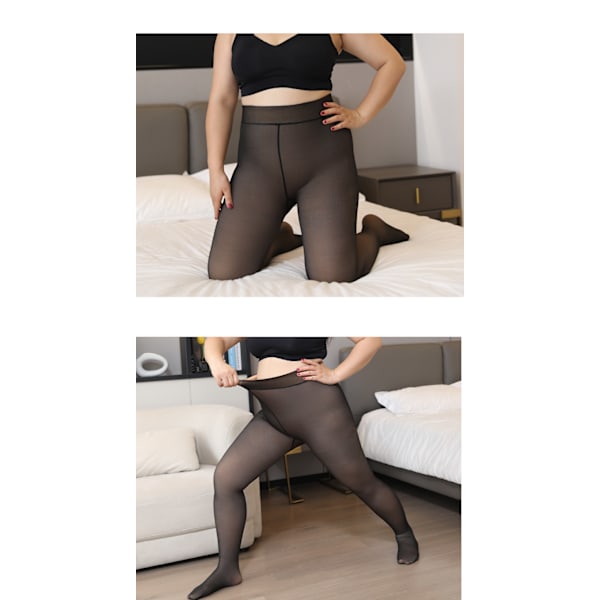 Varmt overtøj til kvinder, efterår og vinter, med plys og tykke leggings Transparent kaffe Transparent coffee 80G without socks