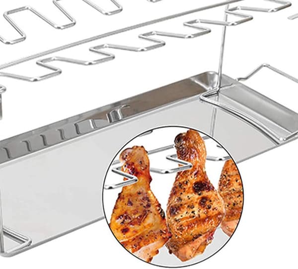 Kyllinglår Grillrist - Solid og holdbart kyllinggrillstativ - Sammenleggbar grill i rustfritt stål - Egnet for utendørs matlaging, camping og piknik