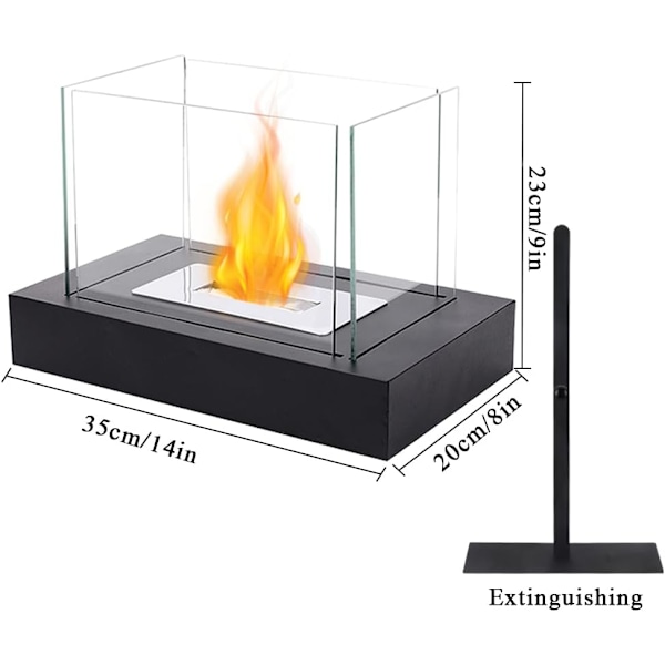 Rektangulært Bordbål - Ventilasjonsfri Etanolpeis for Innendørs og Utendørs Bruk