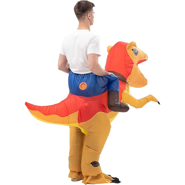 Oppustelig hestekostume til voksne - Ridende hestekostume - Oppusteligt hestekostume - Sjovt kostume til Halloween Orange Raptor