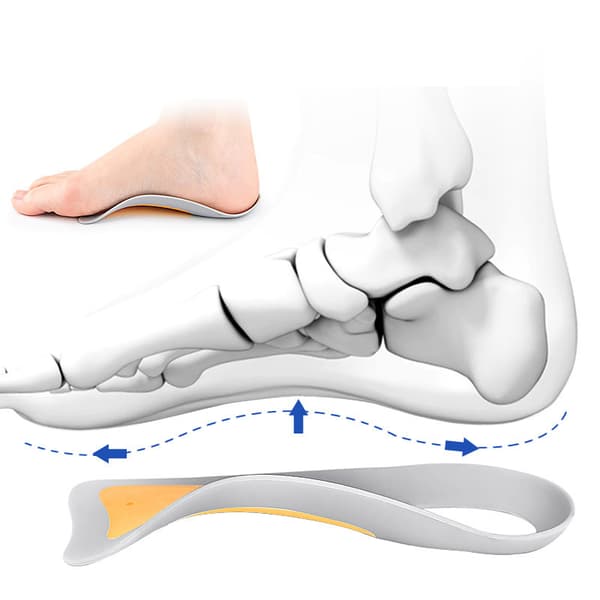 Half insole with arch support, breathable and comfortable Grey L Grey L