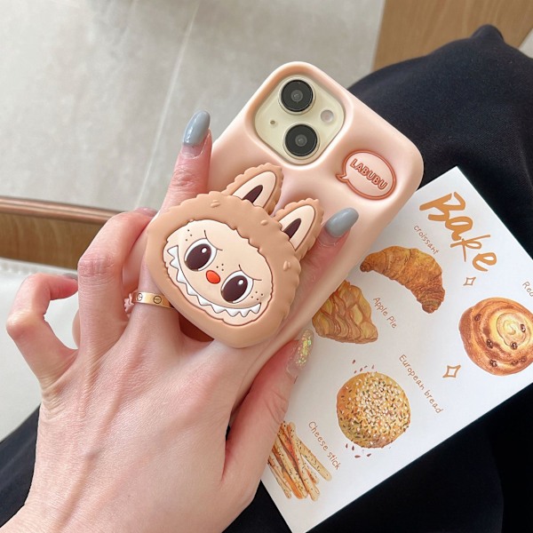 Passar iPhone XS till iPhone 16 roligt mobilskal, tecknad labubu för kvinnor och flickor, beige Beige iphone13promax