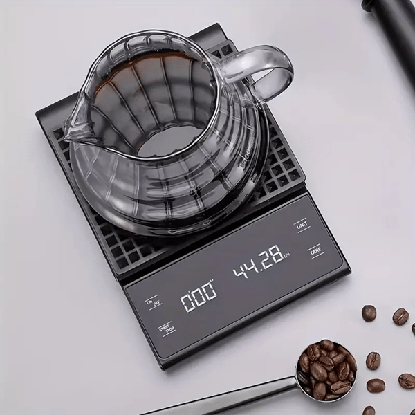 5 kg/0,1 g kaffivekt med timer USB-lading Svart Black