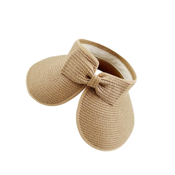 Sammenfoldelig stråsolhat med sløjfe Khaki Khaki