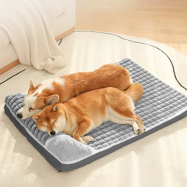 Rektangulær seng med plys, kravlegård til hund og kat, pudebed 100x70_MGF