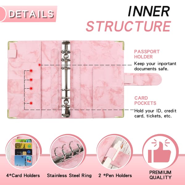 A6 ringperm med budsjettark budsjettplanlegger Rosa Pink