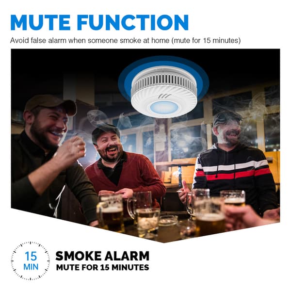 Smoke Detector with LED Indicator and 10-Year Battery Life White White