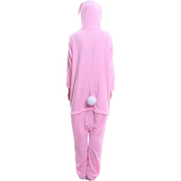 Vuxen Unisex Jumpsuits Kostym Djurkostym Dräkt Kick Suit Nattklänning Pyjamas Huvtröja Nattkläder Cosplay Cartoon Kigurumi Karneval Jul Halloween Rosafärg kanin L