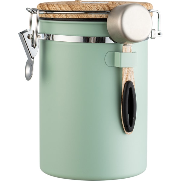 (Grøn) Kaffebeholder - Kaffedåse - 1,8L - Kaffebeholder Opbevaringsdåse - Kaffebeholder - Lufttæt Kaffebeholder med CO2-udluftning - grøn green