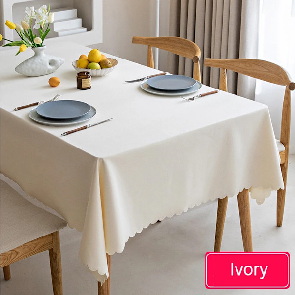 Vandtæt dug, nordisk bomuld og linned dug, japansk stil, ensfarvede duge til spisebord, sofabord, elfenben Ivory 90x150cm