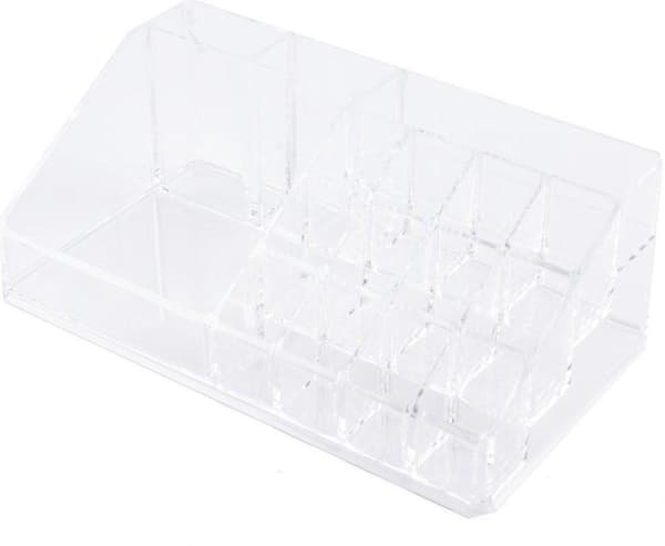 Makeup-stativ / Stativ til Makeup - 16 rum - Makeupopbevaring_MGF Transparent