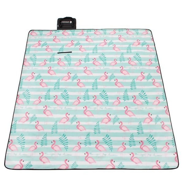 SPRINGOS® hopfällbar och bärbar picknickfilt - Flamingos - 200 x 200 cm - Vattentät mångfärgad