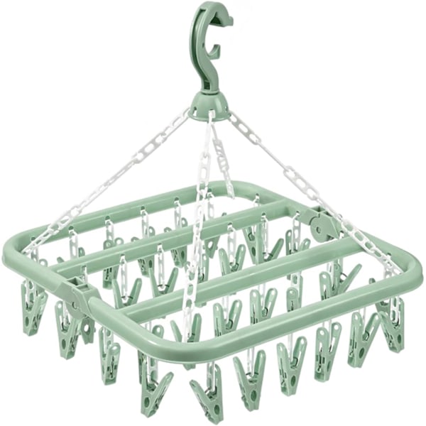 Socket Dryer Drying Rack, Foldable Drying Rack with 32 Clips, Underwear Hangers, Drying Rack Socks, Windproof Hanger, for Small Laundry Items