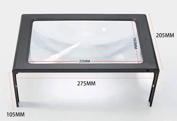 Bordlup med 4 LED-lys, 3x foldbar, til synshandicappede, 27,5x20,5x10,5cm