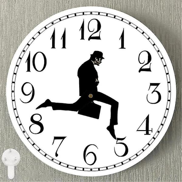 Silly Walk Väggklocka Tyst Dekorativ Träklocka för Sovrum Kök Vardagsrum Kontor Svart 25 x 25 cm Black