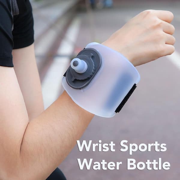 Handled Sportvattenflaska, 200 ml, Silikon med Justerbart Rep, Läckagesäker för Löpning & Cykling, Vit