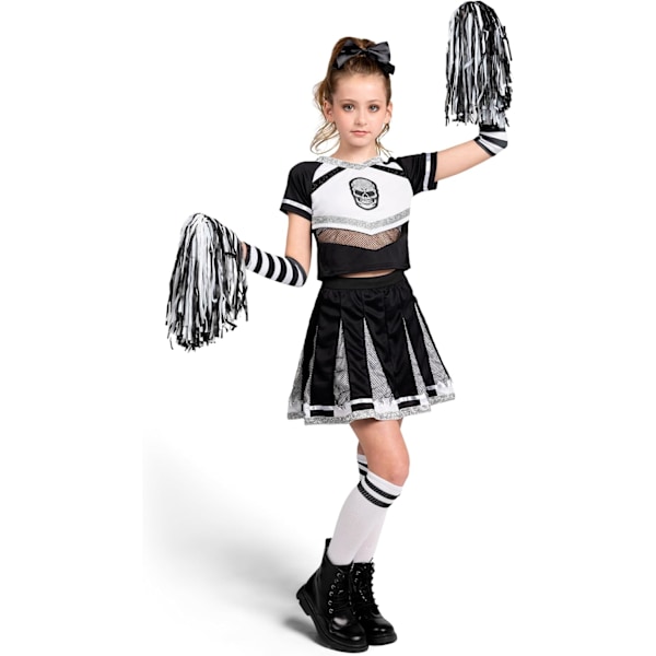 Cheerleader Kostume til Piger, Gyser Cheerleader Kostume, Gyser Zombie Kostume til Halloween Maskerade Fester Medium (8-10 yrs) Svart och vit Svart och vit