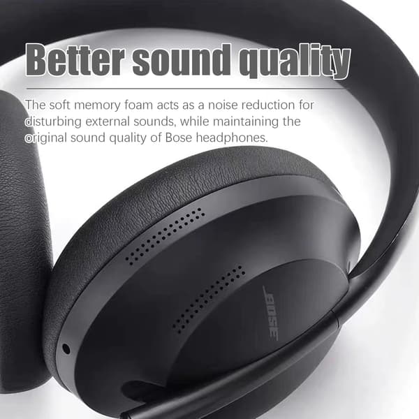 Ørepuder til Bose 700/NC700 kunstlæder 1 par Sort Black