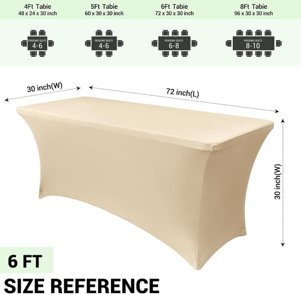 2-pak strækdug Champagne - 183x75cm×75cm - Spandex - Til festbord og messe