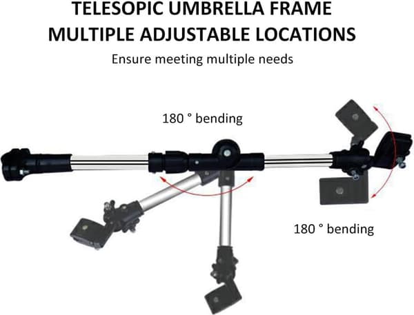 Paraplyholder - Universal Udtrækkelig Foldbar Parasolforbindelse til Kørestol, El-scooter, Klapvogn 30-45 cm Sort_yu
